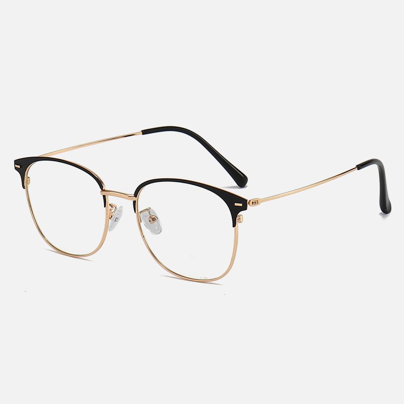 Men's Glasses New Fashion Korean Glasses Frame Square Frame Literary Metal Flat Mirror Anti Blue Light Glasses Frame Men_voghion.com