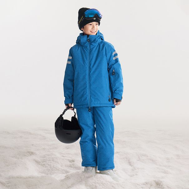 Wasserdichte Skijacke für Kinder mit Monogramm-Print – Warmer und winddichter Schneeanzug für Jungen und Mädchen (Größen 110–160, blau/rosa Monogramm, Teflon-Gewebe)_voghion.com
