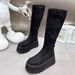 Vastag talpú, magasságnövelő, Small Knight 2024 őszi új, velúr, rugalmas, vékony zoknis, térdig érő, női csizma_voghion.com