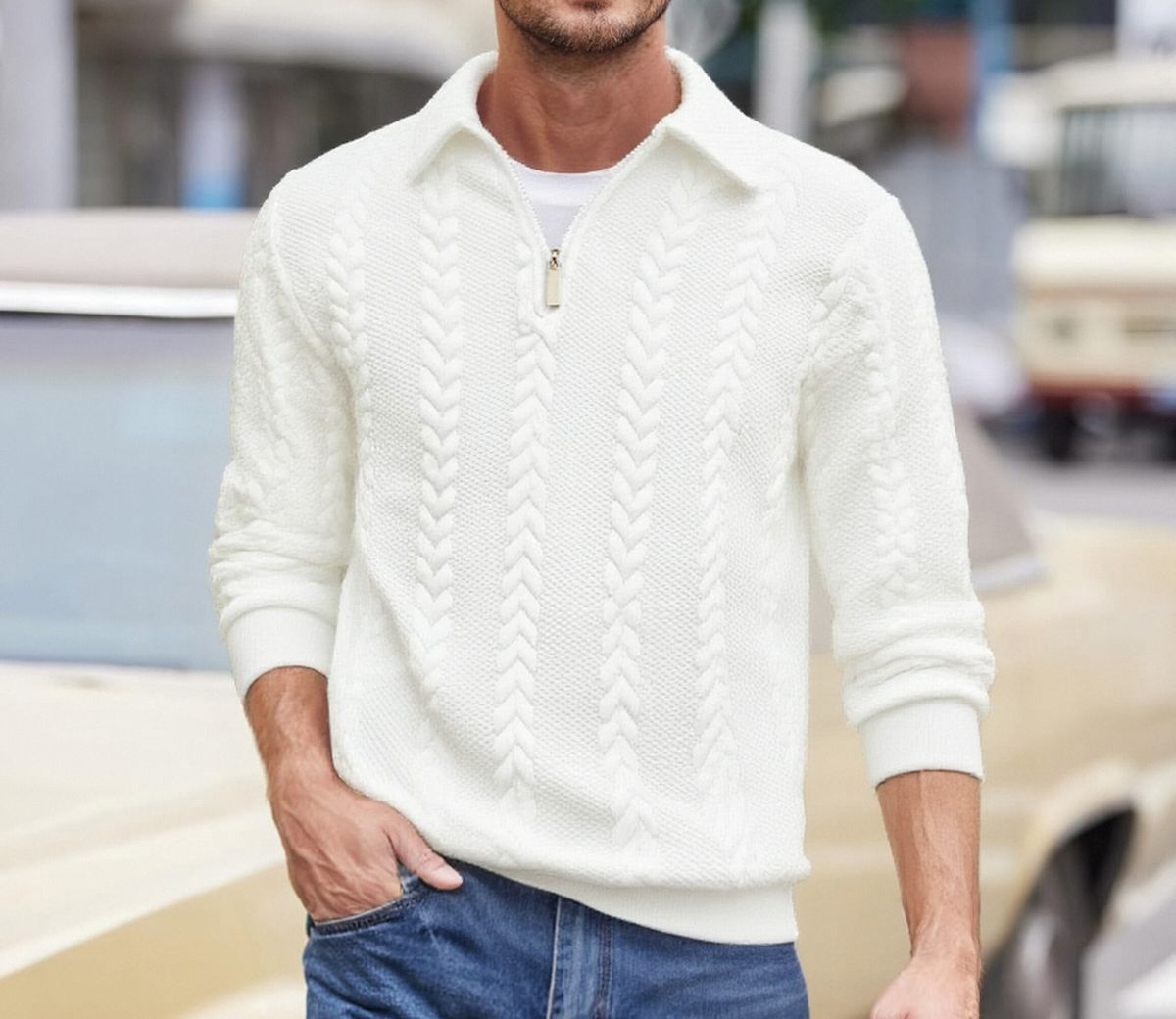 Erkekler İçin Dik Yakalı Günlük Fermuarlı Kapüşonlu Sweatshirt - Sonbahar ve İlkbahar İçin Hafif Sweatshirt (Siyah, Haki, Koyu Gri, Beyaz)_voghion.com