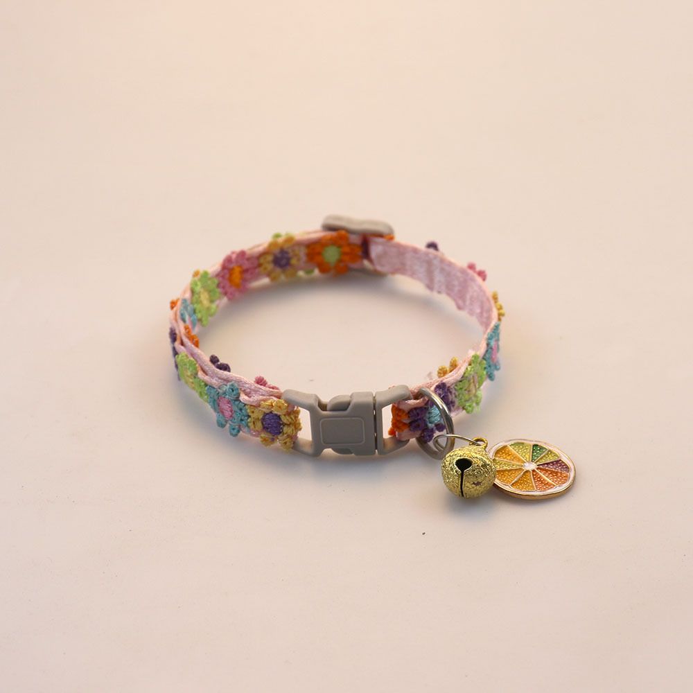 New Pet Colorful Flower Cute Bell Lace Cat Collar Dog Neck Ring Accessories_voghion.com