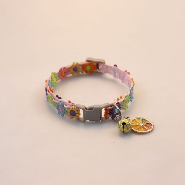 New Pet Colorful Flower Cute Bell Lace Cat Collar Dog Neck Ring Accessories_voghion.com