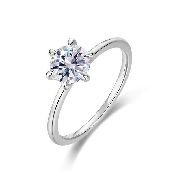 caldo Classico Semplice Anello Moissanite da un carato S925 Argento Sei Artigli Intarsiato Moissanite Anello Diamante Proposta Regalo_voghion.com