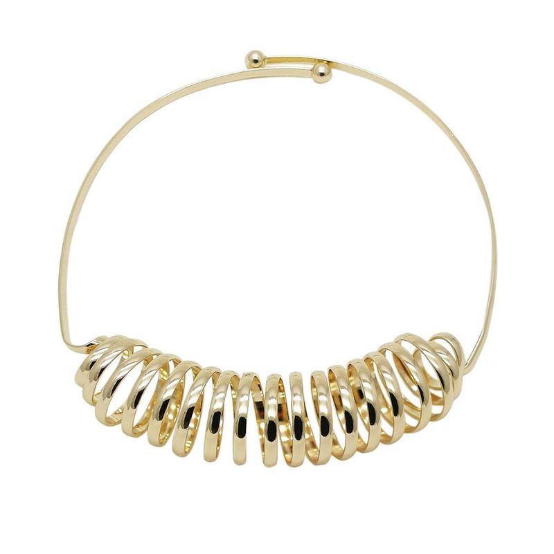 Ins trendy hip-hop retro personalized metal Torque collar electroplated punk Bib necklace trendy fashion jewelry_voghion.com