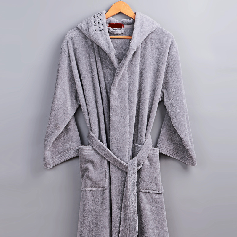 Men's Clothing cotton bathrobe couple robe winter thick hooded men and women towel material pajamas home clothes_voghion.com