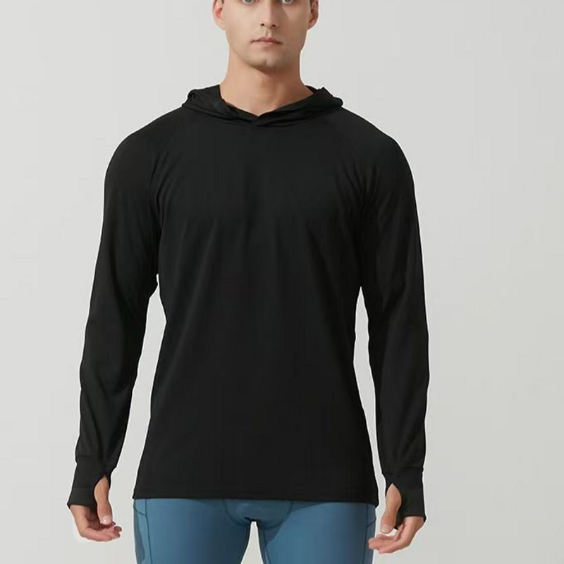 Men's Clothing Men's Sun Protection Clothing Summer Ice Silk Breathable Hooded Quick Drying Clothing Solid Color Long Sleeved Men's Skin Clothes_voghion.com