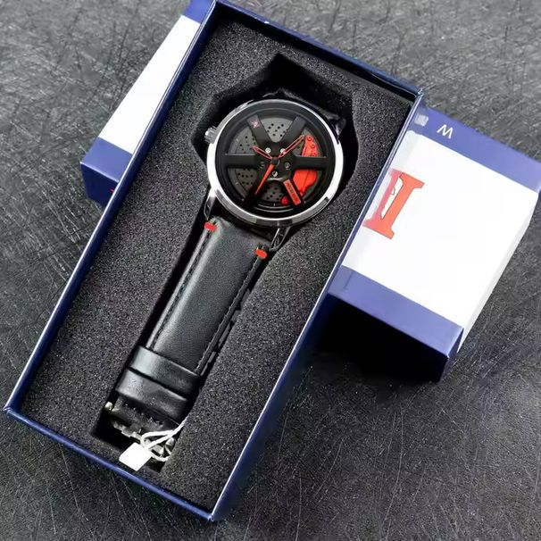 Reloj con rueda de coche con rotación de 360° y diseño de cubo para hombre con caja_voghion.com