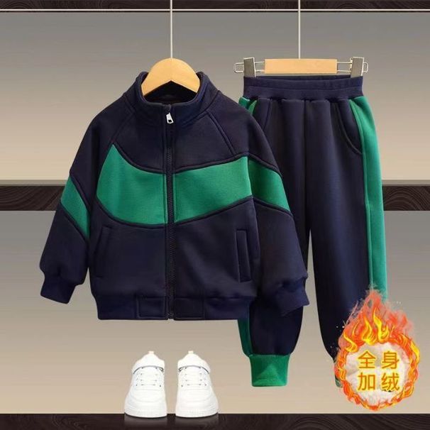 Boys' Velvet Two-Piece Suit - Soft Fleece Jacket & Pants Set For Toddlers & Kids (3-7 Years) - Warm & Stylish Casual Outfit_voghion.com