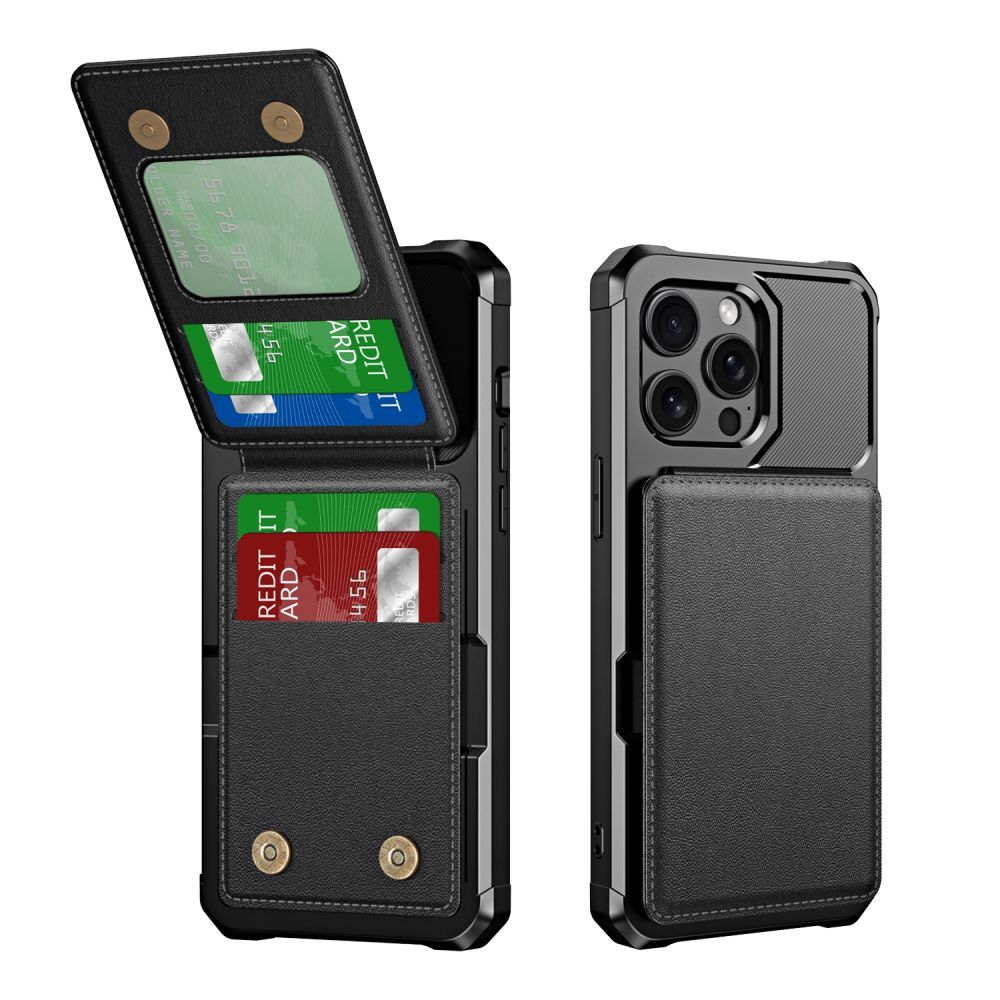 Custodia a portafoglio per iPhone 16 15 14 13 12 11 Pro Max Plus in pelle con tasca per carte, custodia a libro, morbida antiurto, con angoli a cuscinetto d'aria_voghion.com