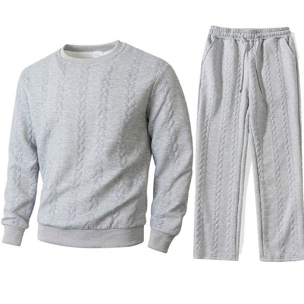 Jacquard Knit Sweatshirt & Jogger Set – Winter-Ready Casual Outfit With Breathable Comfort (Matching Loungewear For Men)_voghion.com