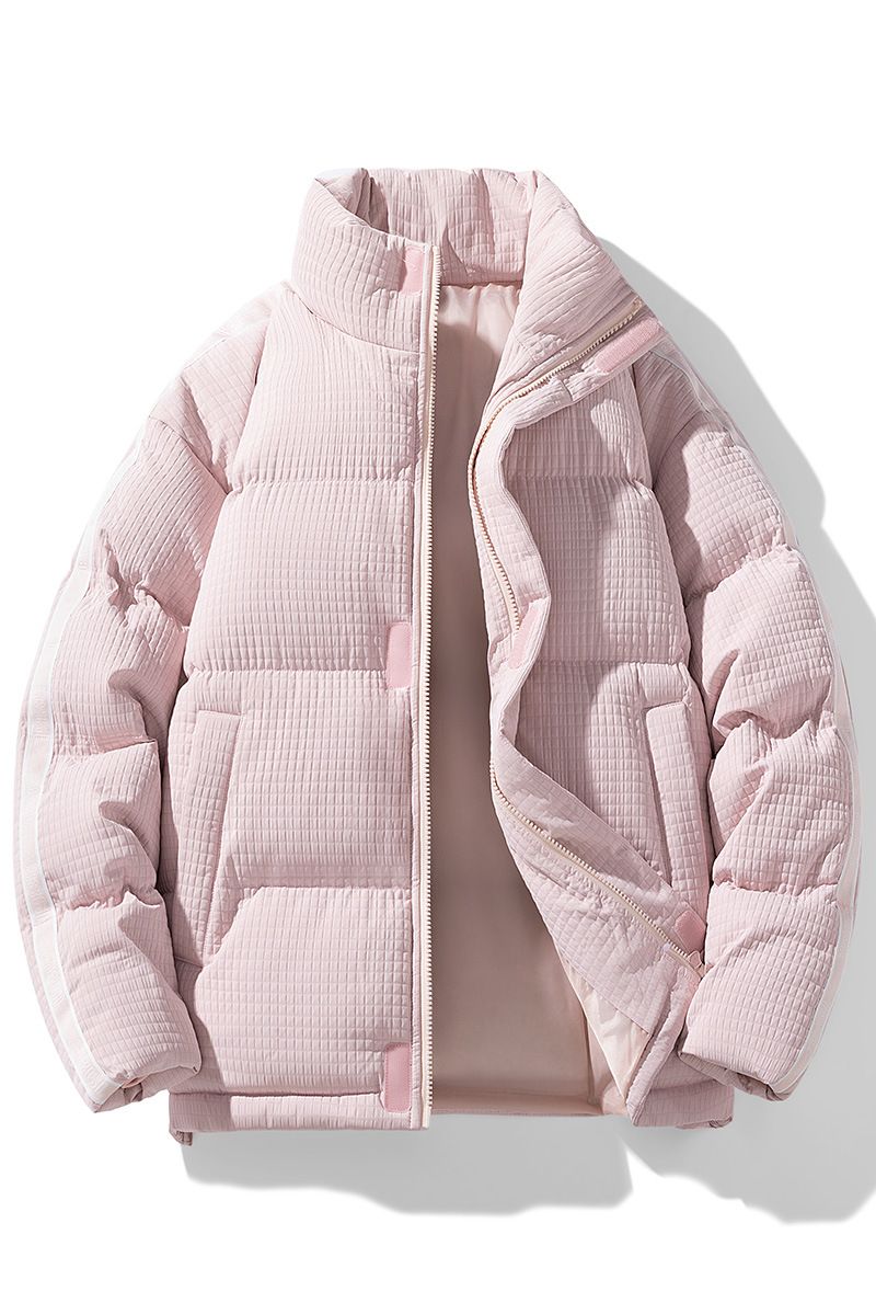 ​Herren-Winter-Pufferjacke mit Schachbrettmuster, verdickter warmer Mantel, Unisex-Streetwear-Oberbekleidung mit Reißverschluss, Stehkragen​_voghion.com