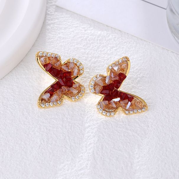 Orecchini da donna con cristalli sfumati a forma di farfalla della foresta, freschi e dolci, super lucidi, di alta qualità_voghion.com