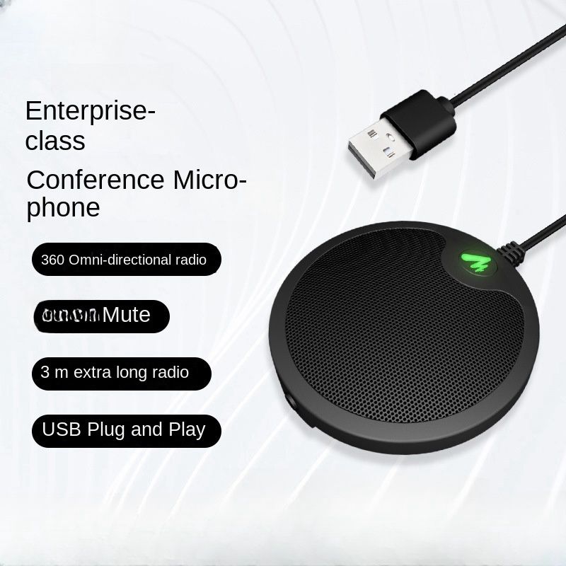 Microfono per streaming live per conferenze: audio nitido, portatile, plug-and-play, acquisizione audio omnidirezionale a 360°, disattivazione audio con un solo tocco, elevata compatibilità_voghion.com