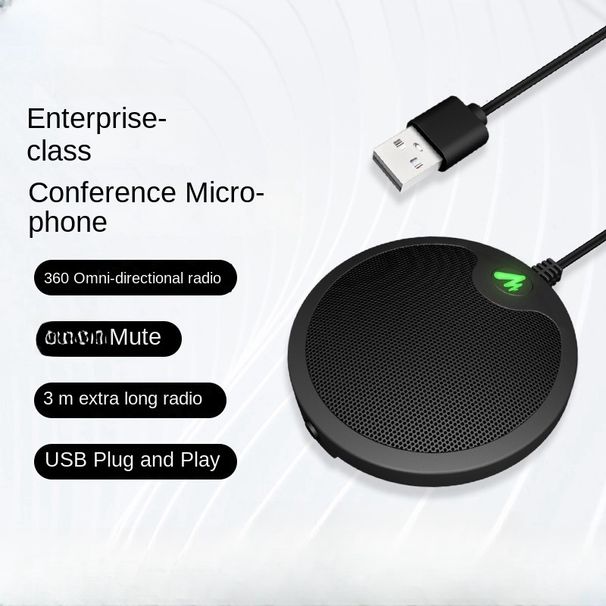 Microfono per streaming live per conferenze: audio nitido, portatile, plug-and-play, acquisizione audio omnidirezionale a 360°, disattivazione audio con un solo tocco, elevata compatibilità_voghion.com