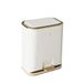 Dual-Lid Step Trash Can – 12L Hands-Free Kitchen & Bathroom Bin (Odor-Proof, Square Design, Golden Finish, 100% New Plastic)_voghion.com