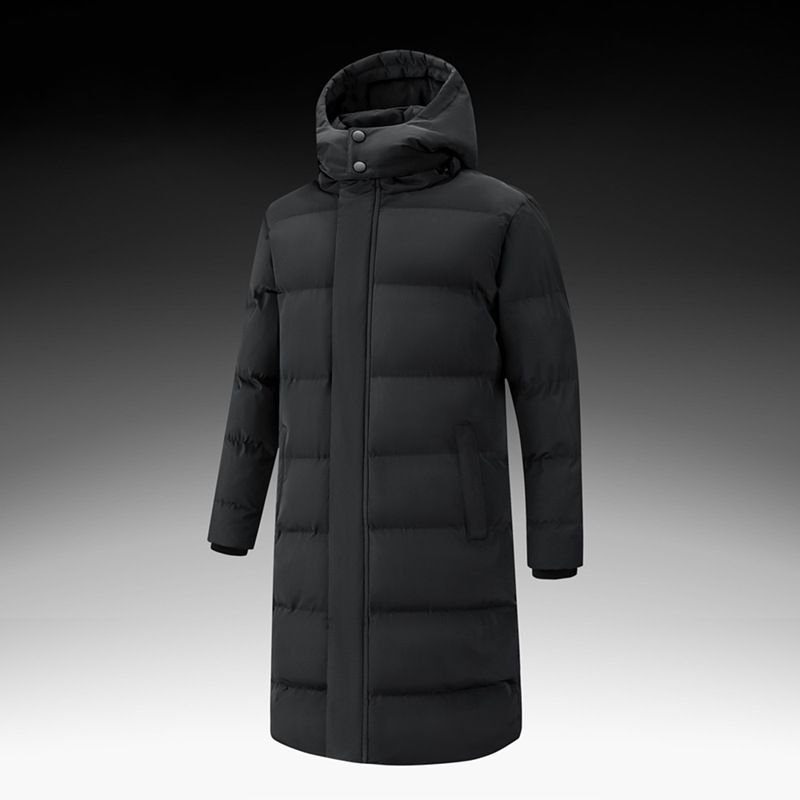 Long Puffer Coat With Detachable Hood – Winter-Ready Polyester Shell & Insulation (L-6XL, Windproof, Machine Washable)_voghion.com