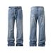Men's Clothing Wash Bootcut Jeans - Vintage Blue Denim Pants With Cleanfit Style, Comfortable Mid-Rise & Stretch Fit For Casual Wear (M-5XL)_voghion.com