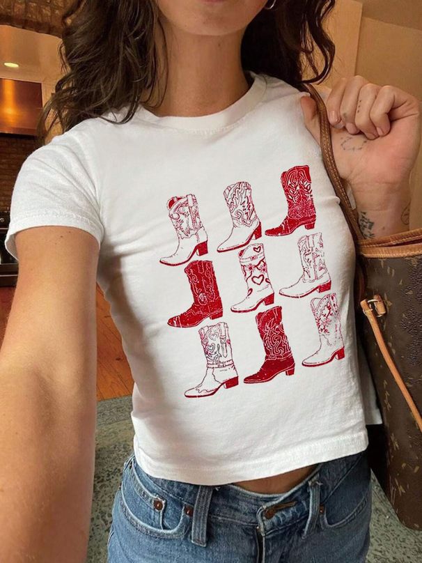 Dametøj Top Lille Frisk Frugt Design Trykt T-shirt Dame_voghion.com