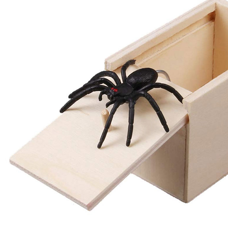 ToysMall Wooden Prank Box Spoof Trick Toy Wood Simulation Spider Scare Box For Parties_voghion.com