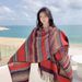 Ethnic Style Striped Cape Shawl New Tibetan Yunnan Lijiang Versatile Travel Warm_voghion.com