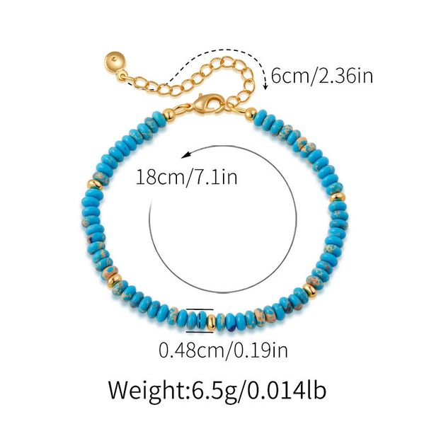 Handgemachtes Armband aus Kristallperlen in gemischten Farben, galvanisiertes Echtgold, türkisfarbenes Steinarmband_voghion.com