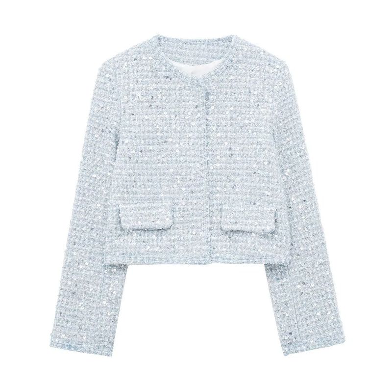 Women's 2024 Summer New Round Neck Series Beaded Short Coat_voghion.com