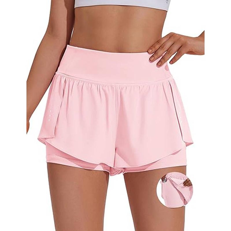 Athletic Shorts Ladies Cycling Underwear Running Shorts High Waist Fitness Shorts With Side Pockets_voghion.com