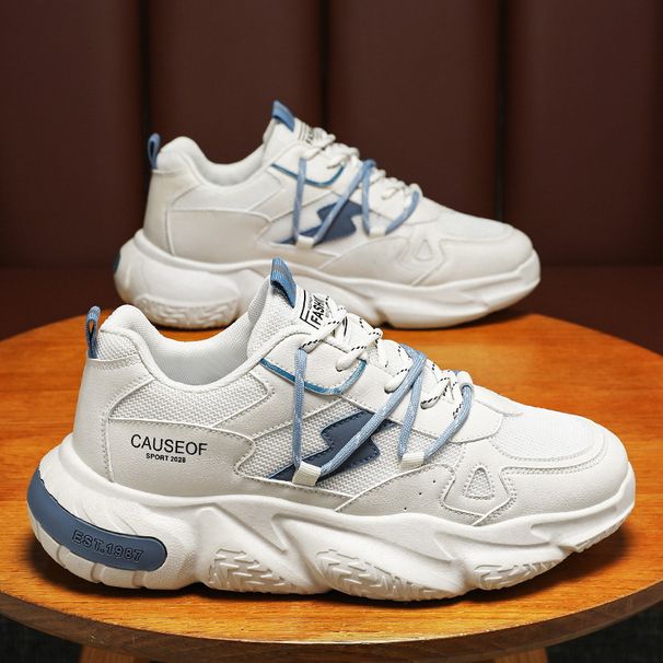 Spring New Breathable Sports Korean Edition Trendy Versatile Thick Sole Casual Running Dad Shoes Men's_voghion.com