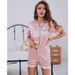 Pajamas Women's Striped Basic Short-sleeved Shorts Casual Women's Loungewear Set_voghion.com