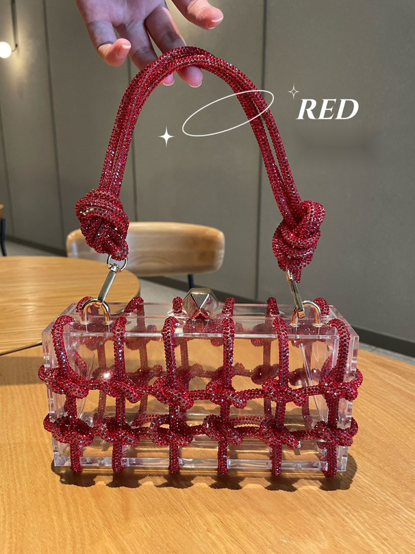 2024 Shiny and Invisible Transparent Acrylic Box Handmade Woven Handheld Crossbody Women's Bag_voghion.com