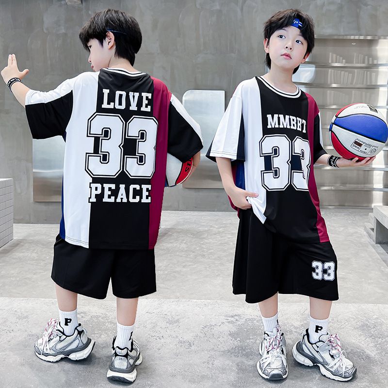 Kids' Clothing Boys Summer Basketball Uniform Suits Middle And Large Children Two Piece Suits_voghion.com