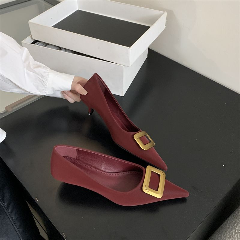 Pantofi cu toc jos pentru femei, pantofi noi din piele, cu vârf ascuțit, pentru lucru profesional, 2024, tocuri mici cu talpă moale de 3 cm_voghion.com