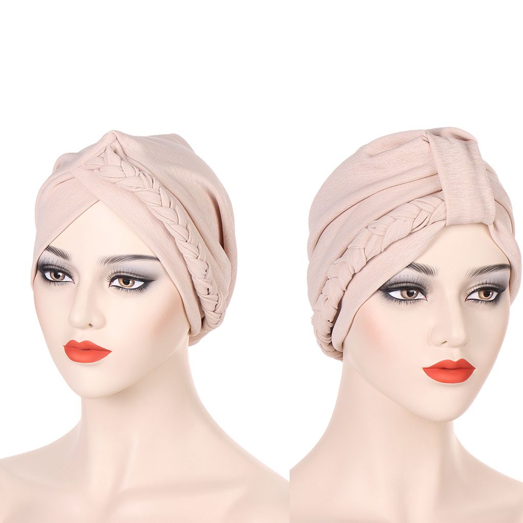 new multi-color two-wear braided hat turban hat fashion turban hat pullover hat in stock_voghion.com