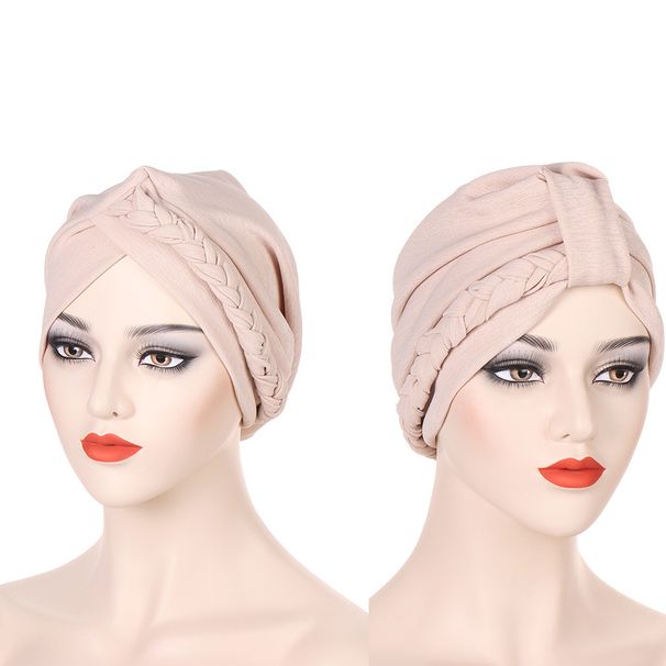 new multi-color two-wear braided hat turban hat fashion turban hat pullover hat in stock_voghion.com