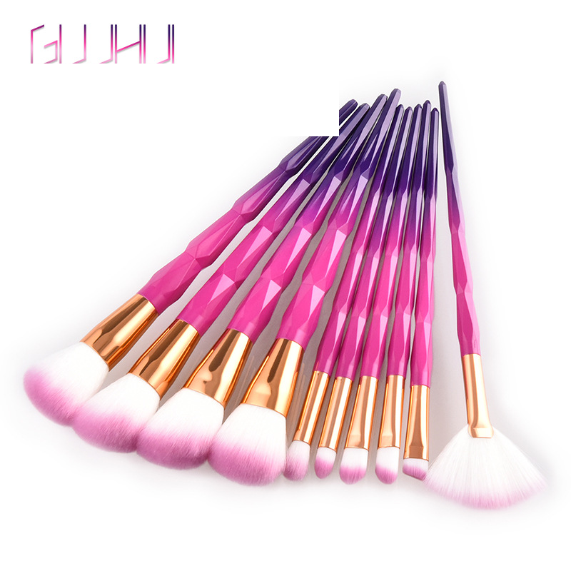 4/7/10 stuks make-upborstels, schoonheidstools, diamanten oogset, ventilatorborstel, paars en blauw verloop GUJHUI_voghion.com