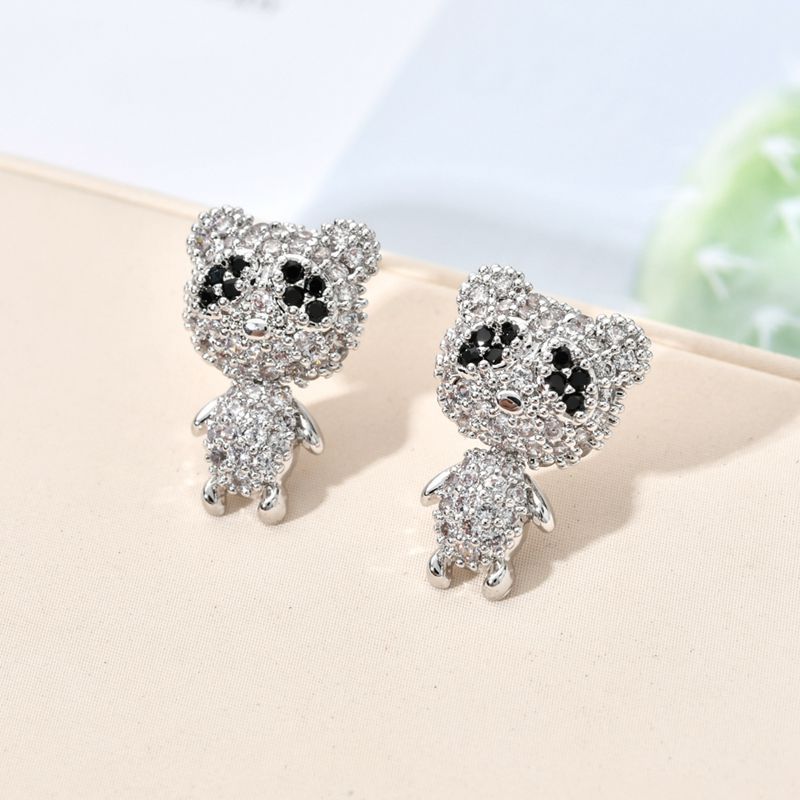 Personalized and fashionable temperament S925 earrings, anti allergic, cute little panda earrings, exquisite girl personalized earrings_voghion.com