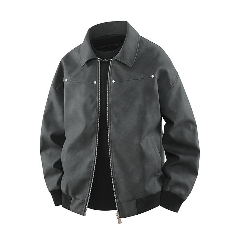 Retro Spring And Autumn Lapel Leather Jacket For Men, Maillard High-end, Cool And Stylish Couple Jacket, Hong Kong Style_voghion.com