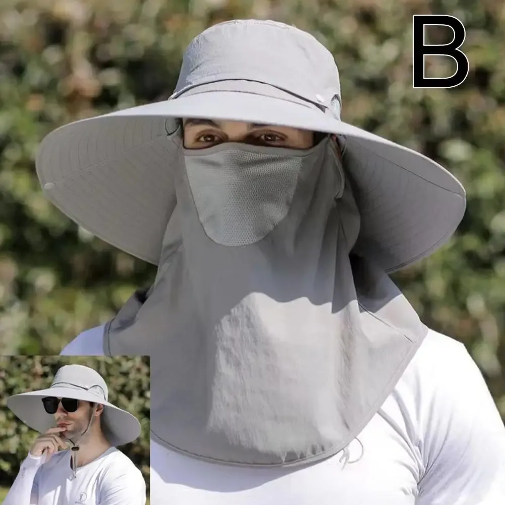 Het rea 1 st sommar snabbtorkande UV-skydd fiskarmössa hals herr ansiktscykling avtagbar utomhusvisir fiskehattskydd H0U1_voghion.com