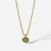 Collana in acciaio inossidabile Figaro con ciondolo rotondo in giada verde Dongling 14K con catena per collare placcata in oro per donna_voghion.com
