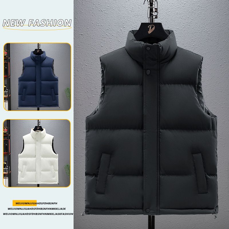 Oversize-Steppweste, ärmellos, mit Seitentaschen, dickem Baumwollmischgewebe, knitterfreiem Polyesterfutter, Unisex-Lagenlook, unverzichtbar_voghion.com