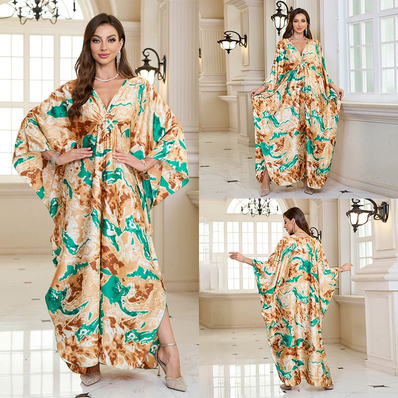 Elegante abito da spiaggia in raso - Kimono lungo e leggero in stile boho con protezione solare per donna, costume da bagno avvolgente per le vacanze in taglie forti_voghion.com