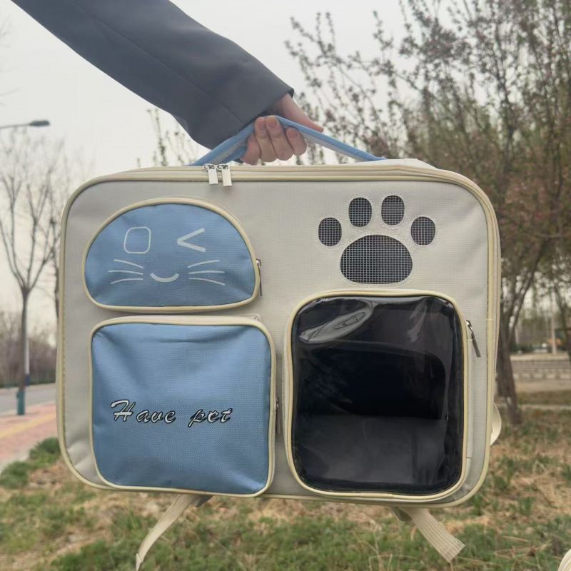 Carrier Pet Bag Cabin Dog Canvas Backpack Portable Double Shoulder Cat Outdoor Large Capacity Two-Pack_voghion.com