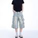 Multi-Pocket Cargo Jeans For Men And Women American Style Vintage Straight-Leg Cropped Slimming Loose Pants_voghion.com