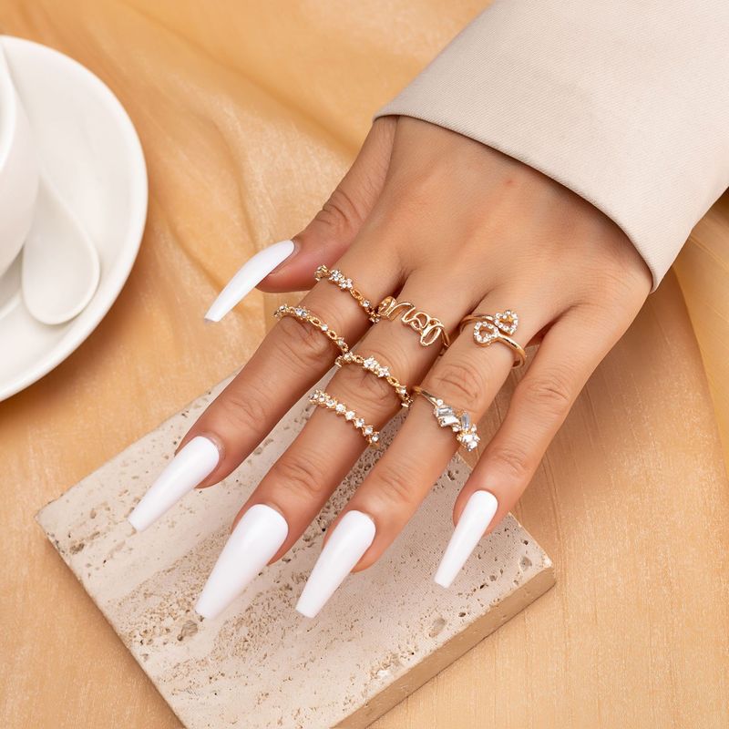 7-teiliges Goldring-Set, Böhmen-Kristall, Buchstabe, Liebe, Herz, Mond, Pfeil, Blume, stapelbarer Knöchelring für Frauen, Liebhaber, Hochzeitsschmuck, Geschenke_voghion.com