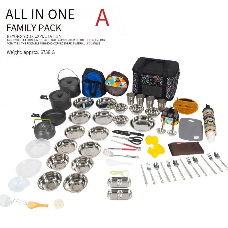 Complete Camping Kitchen Set - Portable Cookware With Pots Plates & Cutlery For Outdoor Picnics & Hiking - Lightweight & Durable​_voghion.com