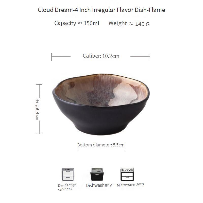 ​Flame-Kiln Glazed Ceramic Set - Gradient Irregular Bowl & Plate (Handmade Vintage Stoneware For Modern Rustic Dining)​_voghion.com