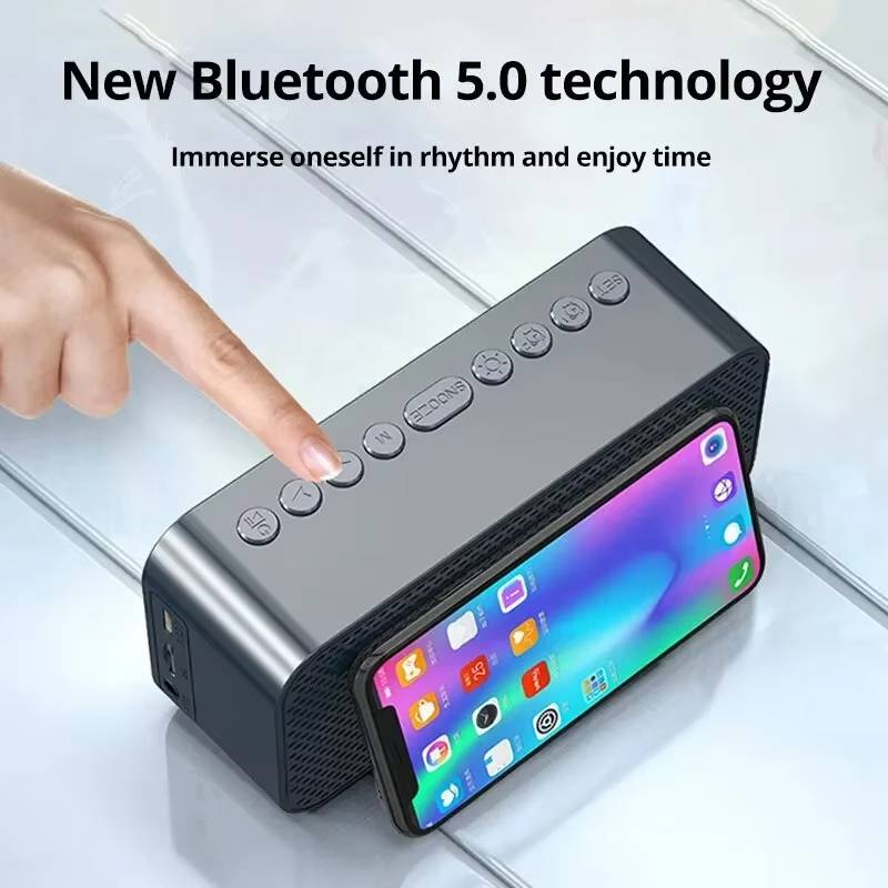 1pc LED Digital Alarm Clock With Bluetooth ,Speaker Mirror Bedroom Office Decor Table Screen Temperature FM Radio_voghion.com