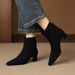 Cameido Women's French Style Suede Mid Heel Chunky Heel Slim Ankle Boots For Autumn And Winter_voghion.com