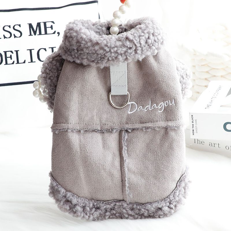 Gilet en polaire douce pour petits chiens et chats, manteau d'hiver chaud en tissu peau de pêche, gris et marron, tailles S/M/L/XL/XXL_voghion.com