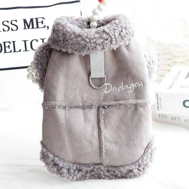 Gilet en polaire douce pour petits chiens et chats, manteau d'hiver chaud en tissu peau de pêche, gris et marron, tailles S/M/L/XL/XXL_voghion.com